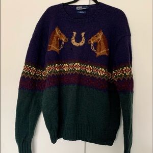 Vintage Polo by Ralph Lauren Hand Knit Horse Sweater size XL